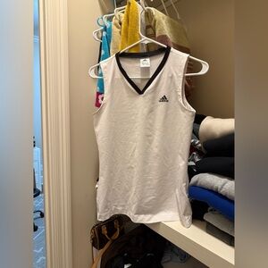Adidas White V-Neck Top with Black Accents
